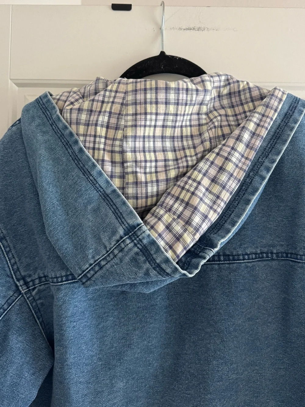 Aeropostale vintage Blue and White Plaid Lined Denim jacket - Picture 8 of 8